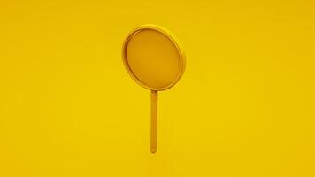 Magnifying glass isolated on yellow background. 3d illustration photo