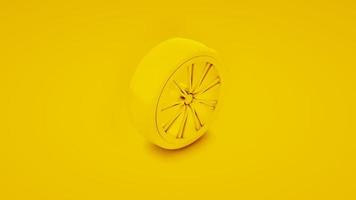 Car wheel isolated on yellow background. 3d illustration photo