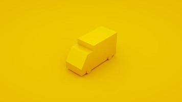 Delivery, isometric truck isolated on yellow background. 3d illustration photo