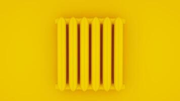 Cast iron heating radiator isolated on yellow background. 3d illustration photo