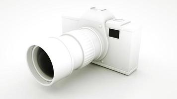 cámara dlsr digital en blanco y negro. ilustración 3d foto
