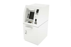 Atm machine isolated on white background, side view. 3D illustration. photo