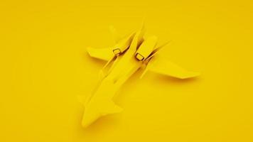 Yellow futuristic spacecraft isolated. 3D rendering photo