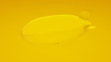 Yellow Blimp Airship Isolated. 3D rendering photo