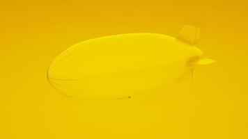 Yellow Blimp Airship Isolated. 3D rendering photo