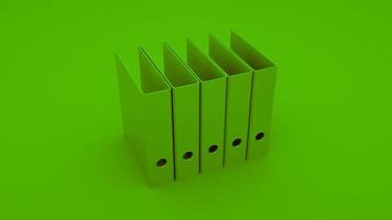 Green Office Ring Binders. 3D illustration photo