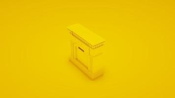 Yellow modern fireplace. 3D illustration photo