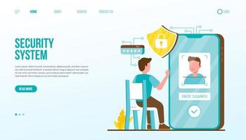System Security Landing Page Template vector