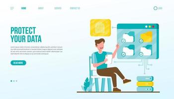 Data Protection Landing Page Template vector