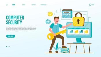 Computer Security Landing Page Template vector