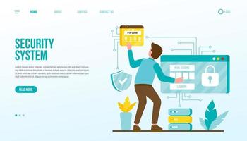 System Security Landing Page Template vector