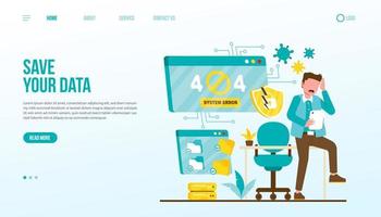 Save Your Data Landing Page Template vector