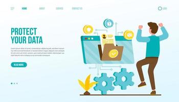 Protect Your Data Landing Page Template vector