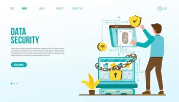 Data Security Landing Page Template vector