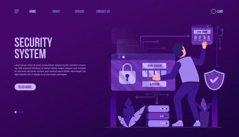 System Security Landing Page Template vector