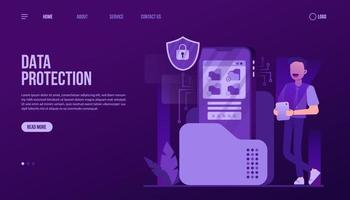 System Security Landing Page Template vector