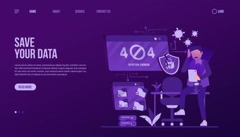 Save Your Data Landing Page vector