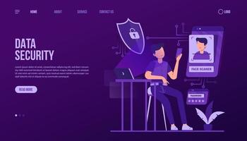 Data Security Landing Page Template vector