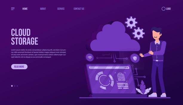 Cloud Storage Landing Page Template 6658766 Vector Art at ...