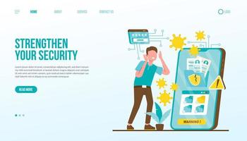 Strengthen Your Security Landing Page Template vector