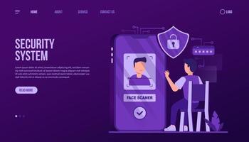 System Security Landing Page Template vector