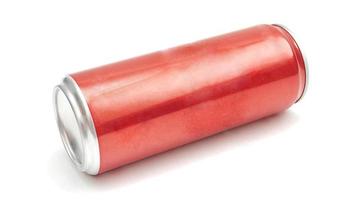 red beverage can isolated on white background photo