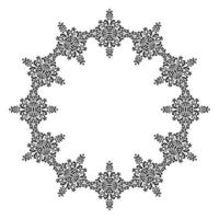 Vintage round black and white pattern with arabesques. Round carved frame with place for text. Wreath with ornament isolated on a white background. For decorative purposes. vector