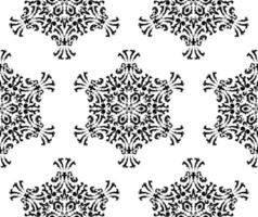 Seamless pattern with floral mandalas. Oriental pattern with round ornaments. Black and white color. Vector graphic vintage pattern. For fabric, tile, wallpaper or packaging.