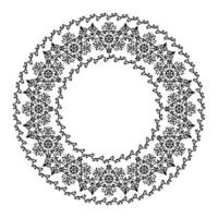 Floral carved circle frame. For the design of frames, menus, wedding invitations or labels, for laser cutting, creating patterns in wood, marquetry. Digital graphics. Black and white. vector