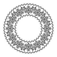 Floral carved circle frame. For the design of frames, menus, wedding invitations or labels, for laser cutting, creating patterns in wood, marquetry. Digital graphics. Black and white. vector