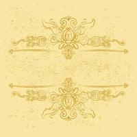 Gold vintage decorative borders. Patterned horizontal frames on a golden grunge background. Gold, yellow color. Vintage template for invitations, cards, books.