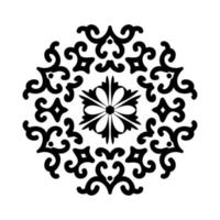 Black abstract circular ornament isolated on white background. Mandala circular ornament. Oriental pattern. For stencil, tattoo, marquetry, laser cutting and prints. vector