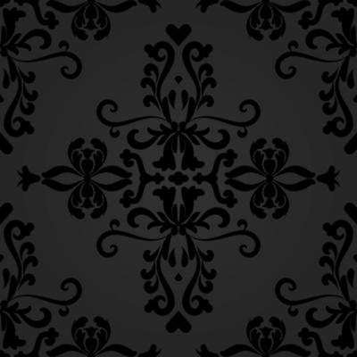 Linear Black Damask Seamless Vector Pattern. For fabric, wallpaper, venetian pattern,textile, packaging.