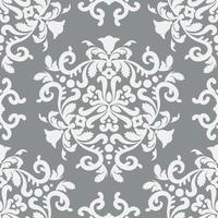 Stylish Damask Seamless Vector Pattern. Silver, gray and white color. For fabric, wallpaper, venetian pattern,textile, packaging.