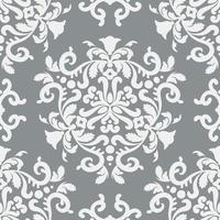 Stylish Damask Seamless Vector Pattern. Silver, gray and white color. For fabric, wallpaper, venetian pattern,textile, packaging.