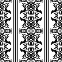 Elegant decor wallpaper with ornament and stripe. Vector vintage seamless pattern. Black and white color. Vector graphic vintage pattern. For fabric, tile, wallpaper or packaging.