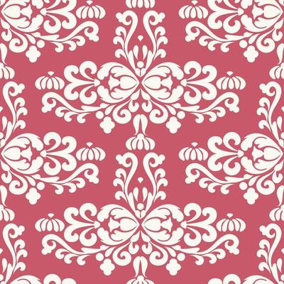 White damask ornament on pink background seamless pattern. Islamic ornament decorative texture. Pink, white color. Islamic ornament decorative texture. For fabric, wallpaper, packaging.