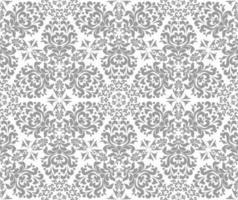 Silver Stylish Damask Seamless Vector Pattern. Silver, gray and white color. For fabric, wallpaper, venetian pattern,textile, packaging.