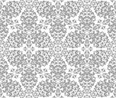 Silver Stylish Damask Seamless Vector Pattern. Silver, gray and white color. For fabric, wallpaper, venetian pattern,textile, packaging.