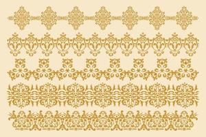 A set of five decorative borders. Damascus frames in old style. Vector design element. Computer graphics.