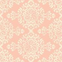 Seamless vintage shabby background. Damask oriental ornament with grunge and scuffs. Pink and beige. Vintage pattern for fabric wallpaper and packaging.