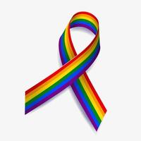 Rainbow ribbon awareness LGBT. Isolated on white background. Vector  illustration.