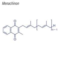 fórmula esquelética vectorial de menaquinona. mol químico de vitamina k2