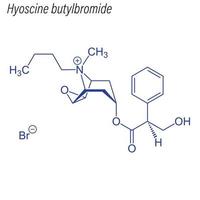 Vector Skeletal formula of Hyoscine butylbromide. Drug chemical
