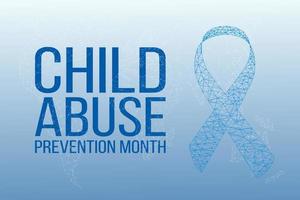 Child Abuse Prevention Month concept. Banner with blue ribbon awareness and text. Vector illustration.