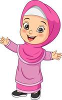 Happy muslim girl cartoon on white background vector