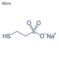 Vector Skeletal formula of Mesna. Drug chemical molecule.