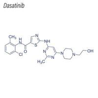 fórmula esquelética vectorial de dasatinib. molécula química del fármaco. vector