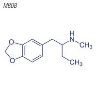 fórmula esquelética vectorial de mbdb. molécula química del fármaco. vector