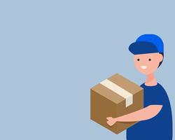 Delivery man holding a box. Cartoon vector style for your design